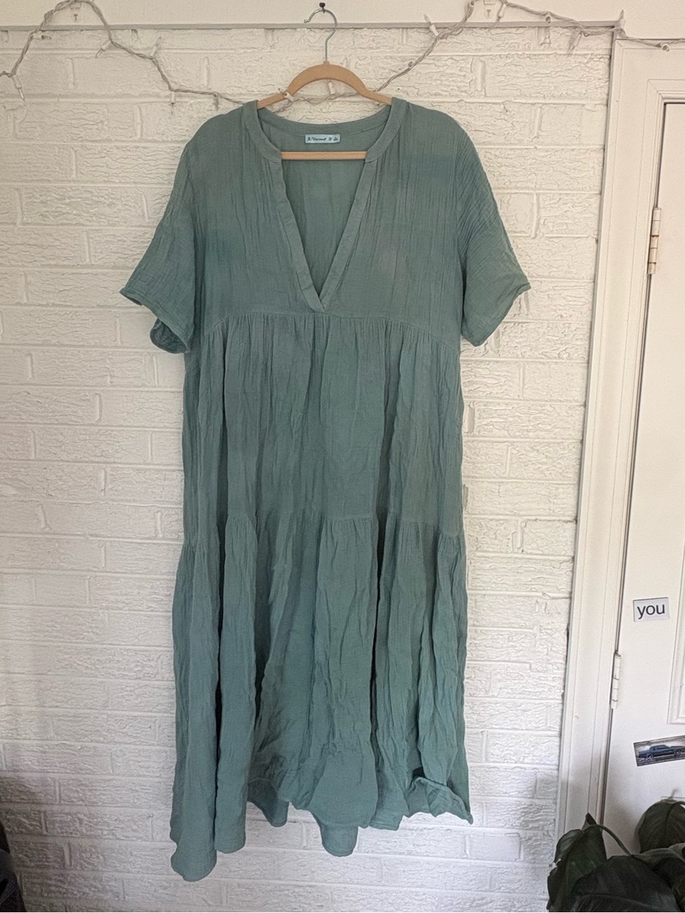 Amazon Women’s Teal V-Neck Tiered Midi Dress